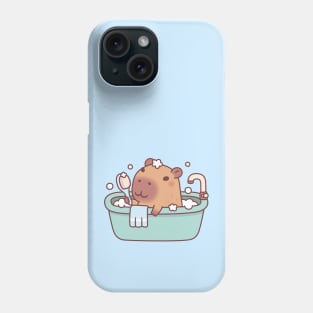 Cute Capybara Taking A Bath In Bathtub Phone Case