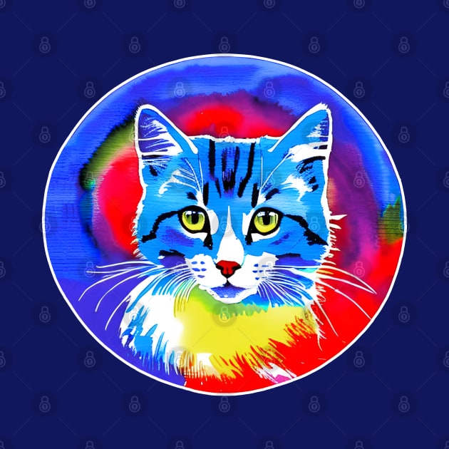 Colorful Rainbow Cats Digital Portrait (MD23Ar009) by Maikell Designs