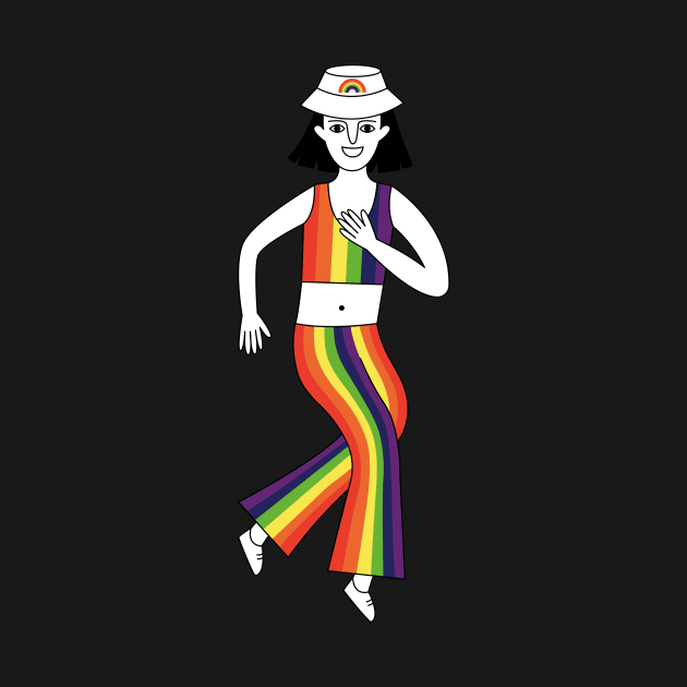 Happy man celebrate Pride Parade in rainbow costume by Savvalinka