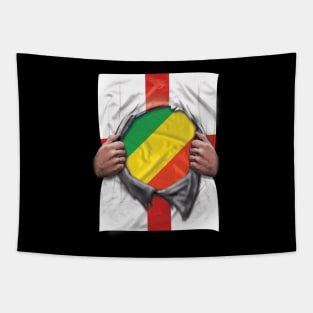 Republic Of The Congo Flag English Flag Ripped - Gift for Congon From Republic Of The Congo Tapestry