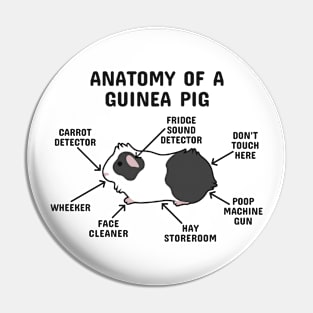 Anatomy of a Guinea Pig: Black and White Abyssinian (Black Text) Pin