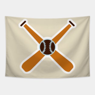 Baseballs with Sticks in cross sign sticker design vector logo. Sport object icon concept. Baseball sport logo icon. Tapestry