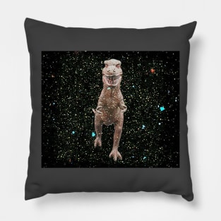 Vintage T Rex toy in space Pillow