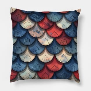 Red White and Blue Snake Skin Pillow