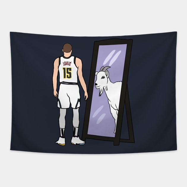 Nikola Jokic Mirror GOAT Tapestry by rattraptees