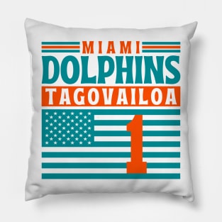 Miami Dolphins Tagovailoa 1 American Flag Football Pillow