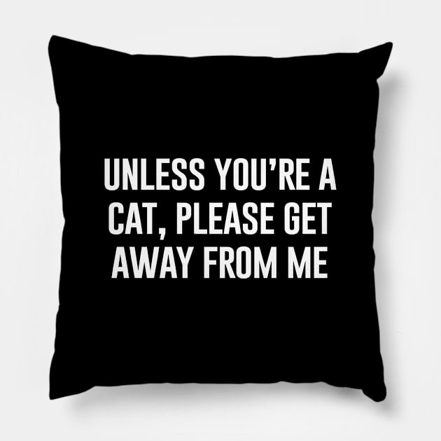 Unless You're A Cat Please Get Away From Me Pillow by illusionerguy