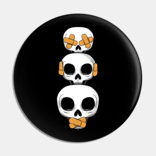 Cute Skull No Evil II Pin