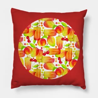 Summer Mango Pop on White Pillow