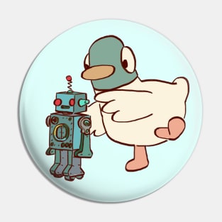 duck with robot / children cartoon Pin