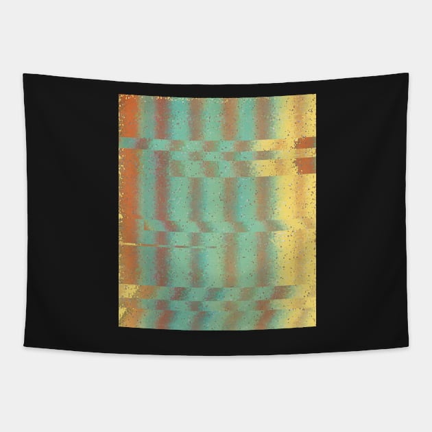 Trippy Glitched Retro Striped Pattern Tapestry by Jennggaa