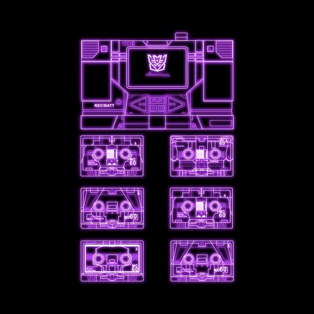 Masterpiece Soundwave and Cassettes Purple tron effect by Draconis130