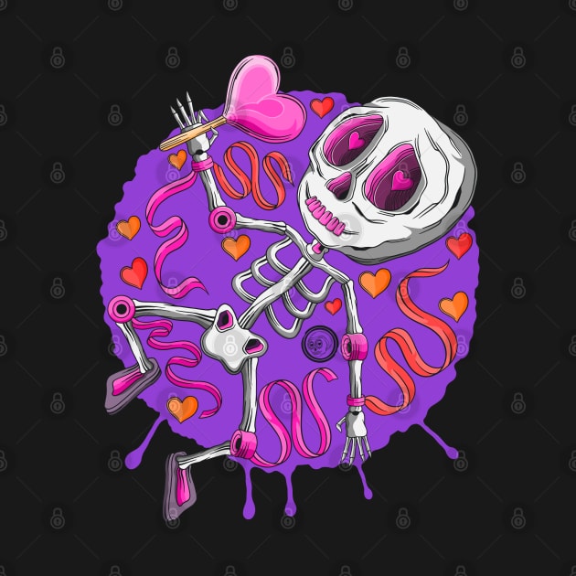 Cute Skeleton- I Got You - A Heart Lollipop - Día De Los Muertos by Scriptnbones