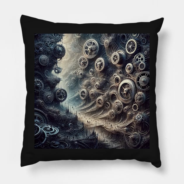 Cogs of madness Pillow by dystopiatoday