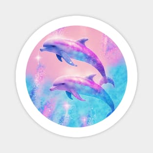 Pink and Blue Glitter Dolphins Magnet