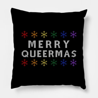 Merry Queermas Ugly Sweater (Rainbow) Pillow