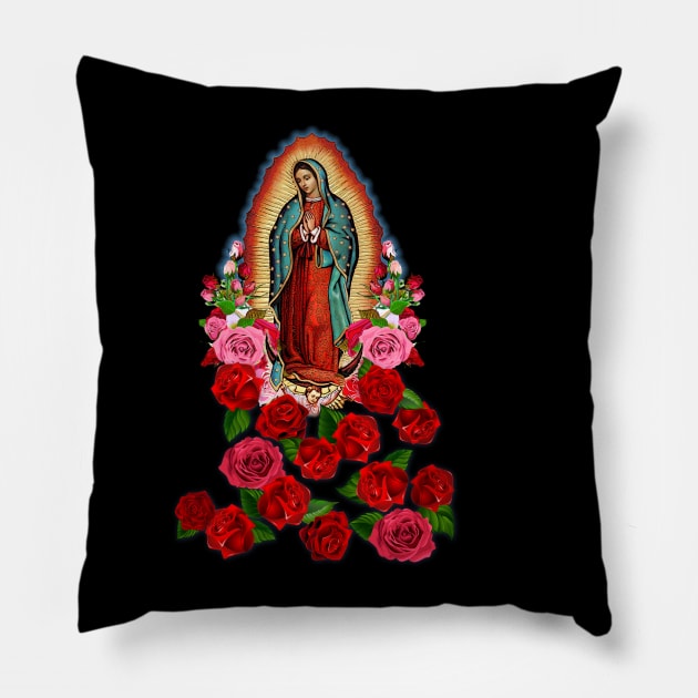 Our Lady of Guadalupe Virgin Mary Pillow by Cabezon