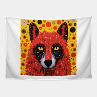 Vibrant Red Dog Bubble Art Tapestry