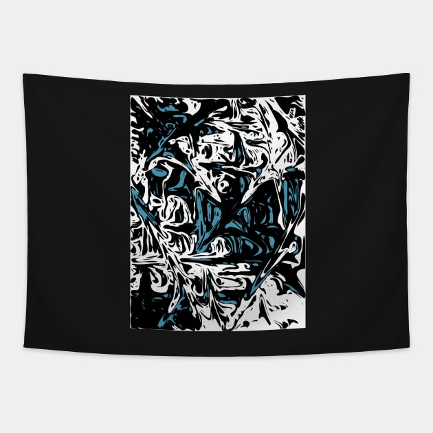 Blue Black White Expressive Abstraction Tapestry by SpieklyArt