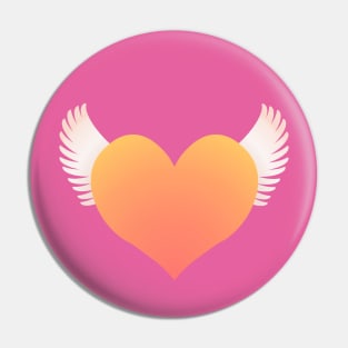 Winged Heart - Orange Pin