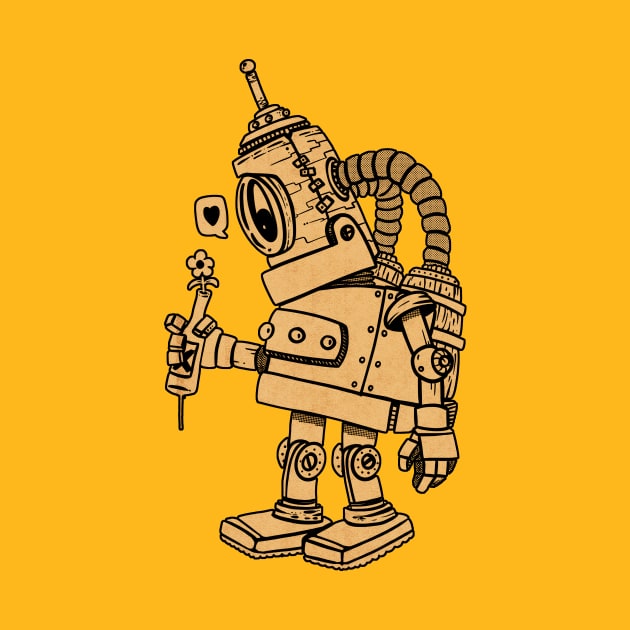 Robot yellow in love by manuvila