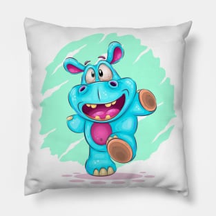 Cheerful cartoon hippo Pillow