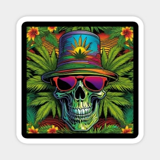 Reggae Music - Jamaican Stoner Skull 48 Magnet