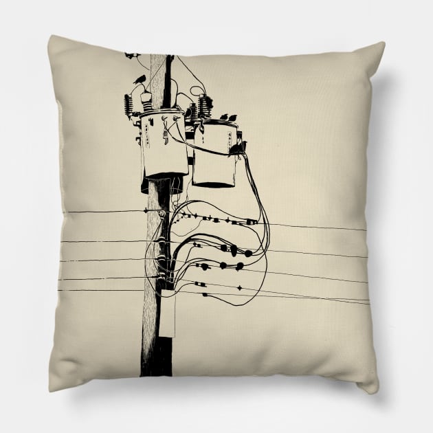 Telephone Pole (Dark on light) Pillow by crimmart