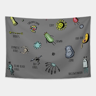 Cute Viruses Germs Bacterias Tapestry