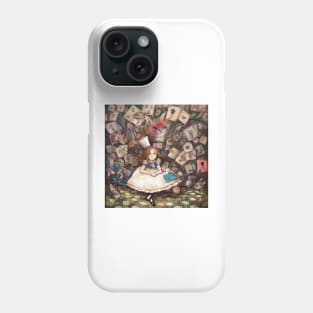 Alice in Wonderland. "Tea Party with the Mad Hatter and the Cheshire Cat" Phone Case