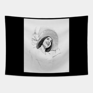 Woman  Hands Up sketch Art Tapestry