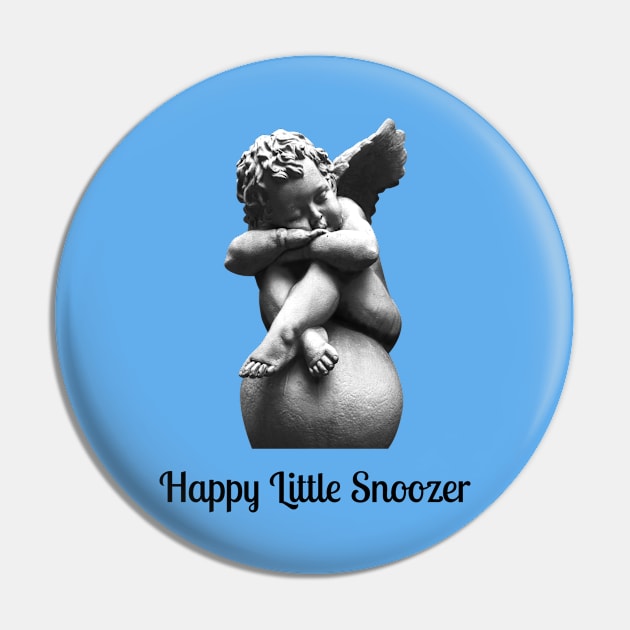 “Happy Little Snoozer” Sleeping Cherub Statue Pin by Tickle Shark Designs