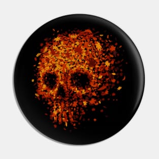 Autumn Skull - Fall Leaves Pin