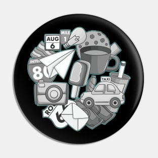 Cute Travel Grey Doodle Pin