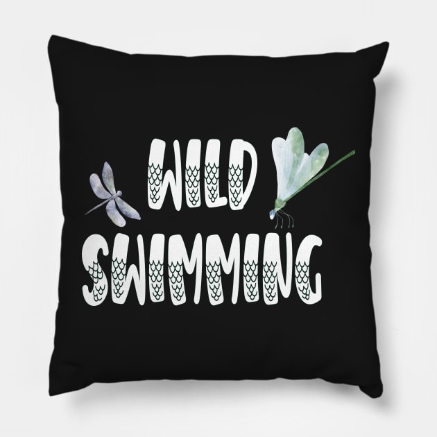 Wild Swimming open water swimming Pillow by sharanarnoldart