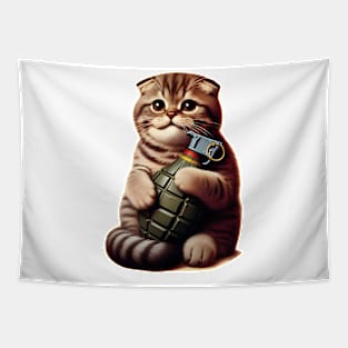 Cat and Grenade Tapestry