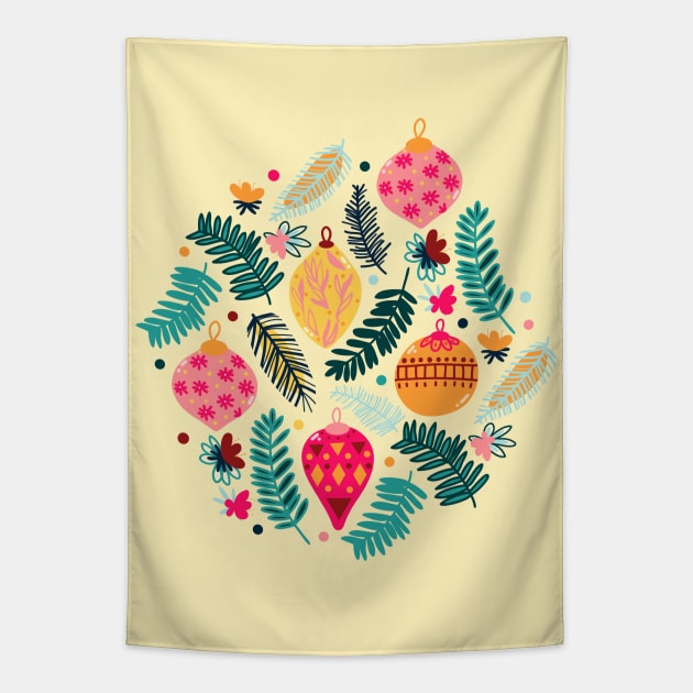 Colorful Christmas - Cream Tapestry by TigaTiga