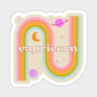 Capricorn 70s Rainbow with planets Magnet