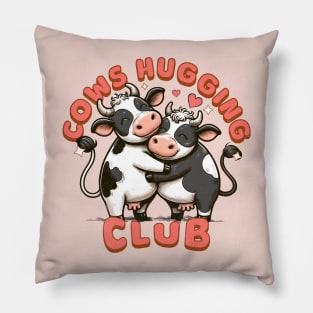 Cute Cows Love and Cows Hugging Club Pillow