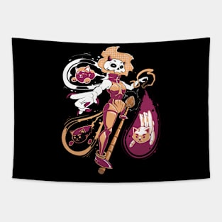 Witch Cat And Kittens Tapestry