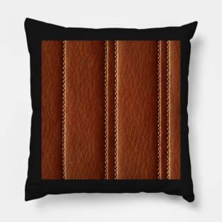 Brown Imitation leather with stitching, natural and ecological leather print #21 Pillow