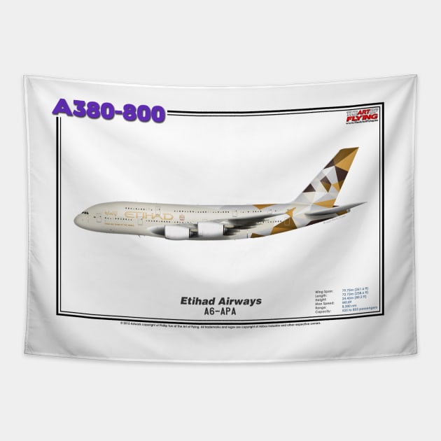 Airbus A380-800 - Etihad Airways (Art Print) Tapestry by TheArtofFlying