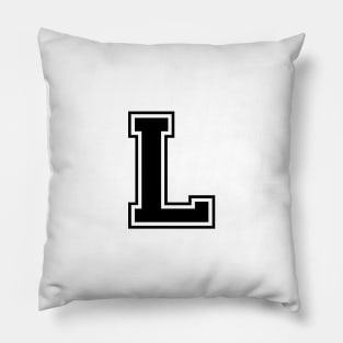 Initial Letter L - Varsity Style Design - Black text Pillow