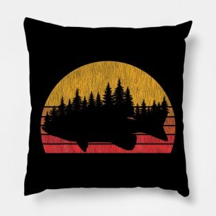 Bass Fishing Forest Retro Largemouth Fisherman Pillow