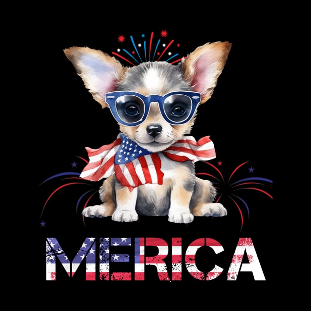 Cute chihuahua Dog Merica Memorial Day Patriot by CoolFuture