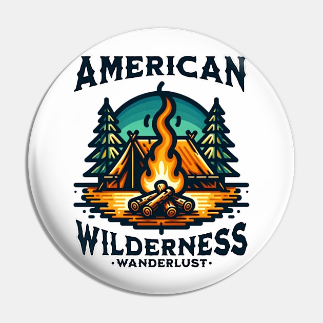 American Wilderness Wanderlust Pin by ZombieTeesEtc