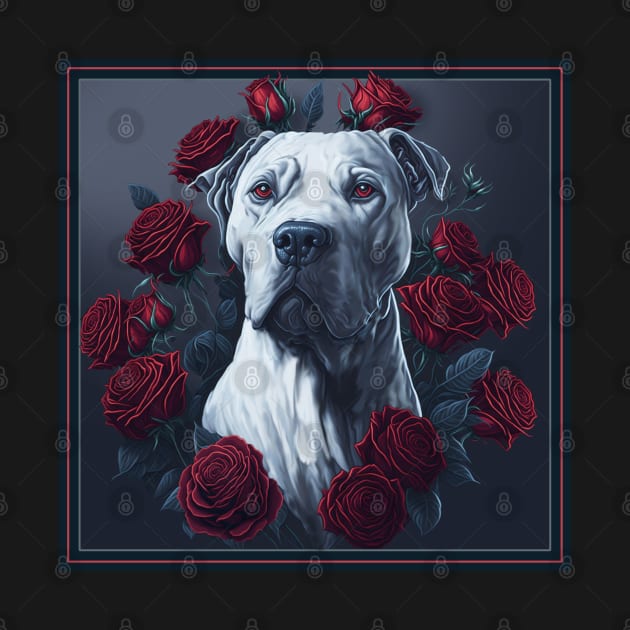 Dogo argentinian red roses by xlhombat