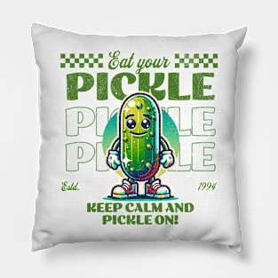 Funny Vegetarian Pickle Lover Keep Calm and Pickle-On Men Pillow