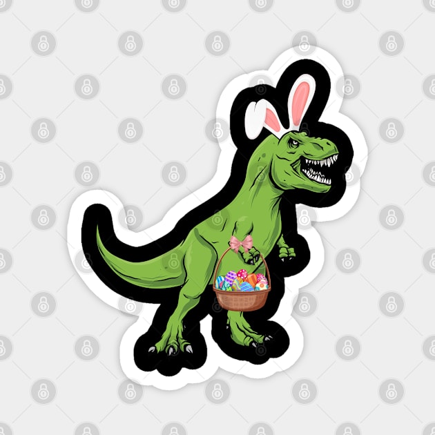 Easter Dinosaur Trex Dino With Eggs T-Rex Bunny Ears Easter Magnet by Msafi