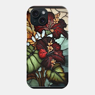 Hibiscus Flower Leaves Aesthetic Stained Glass Floral Art Phone Case